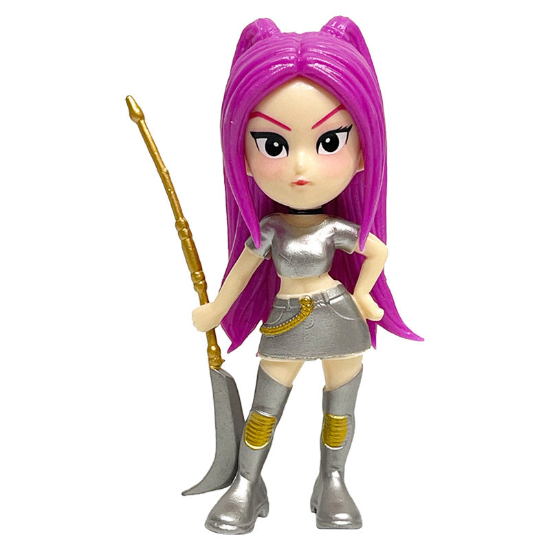 Kpop Demon Hunter Theme Doll Set 6-Piece Cartoon Model Toys for Home & Office Decor Desk Decorations Unique Themed Dolls Compact Size Easy Display No Warranty 10cm 268g