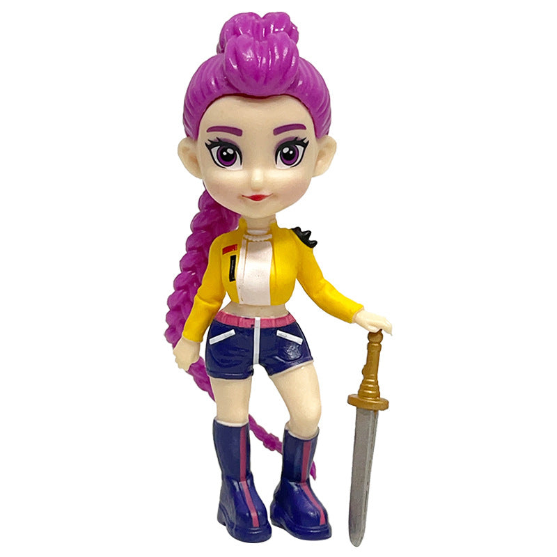 Kpop Demon Hunter Theme Doll Set 6-Piece Cartoon Model Toys for Home & Office Decor Desk Decorations Unique Themed Dolls Compact Size Easy Display No Warranty 10cm 268g