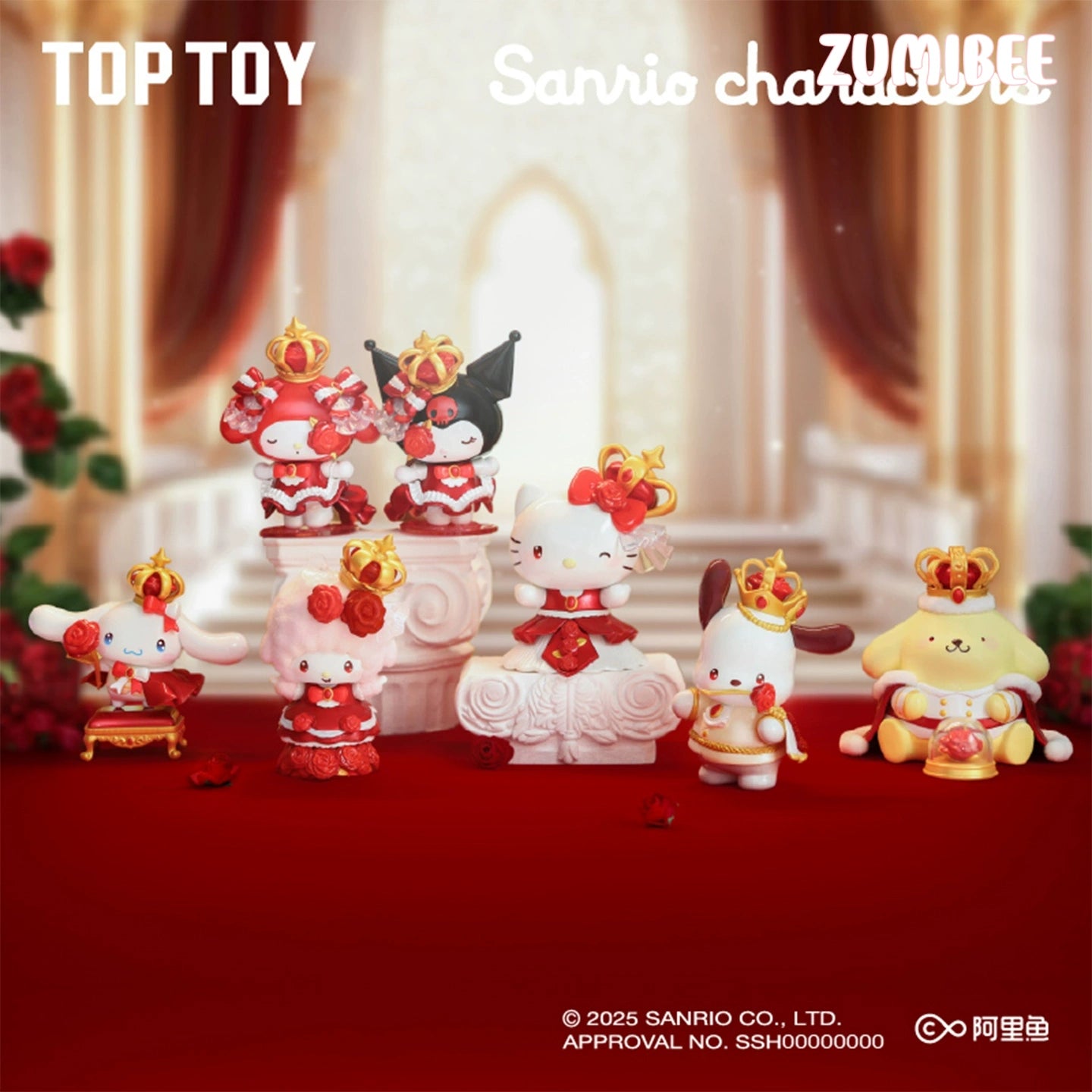 Toptoy Sanrio Family Romantic Wedding Series Blind Box Hello Kitty Cat Kuromi Cute Ornaments